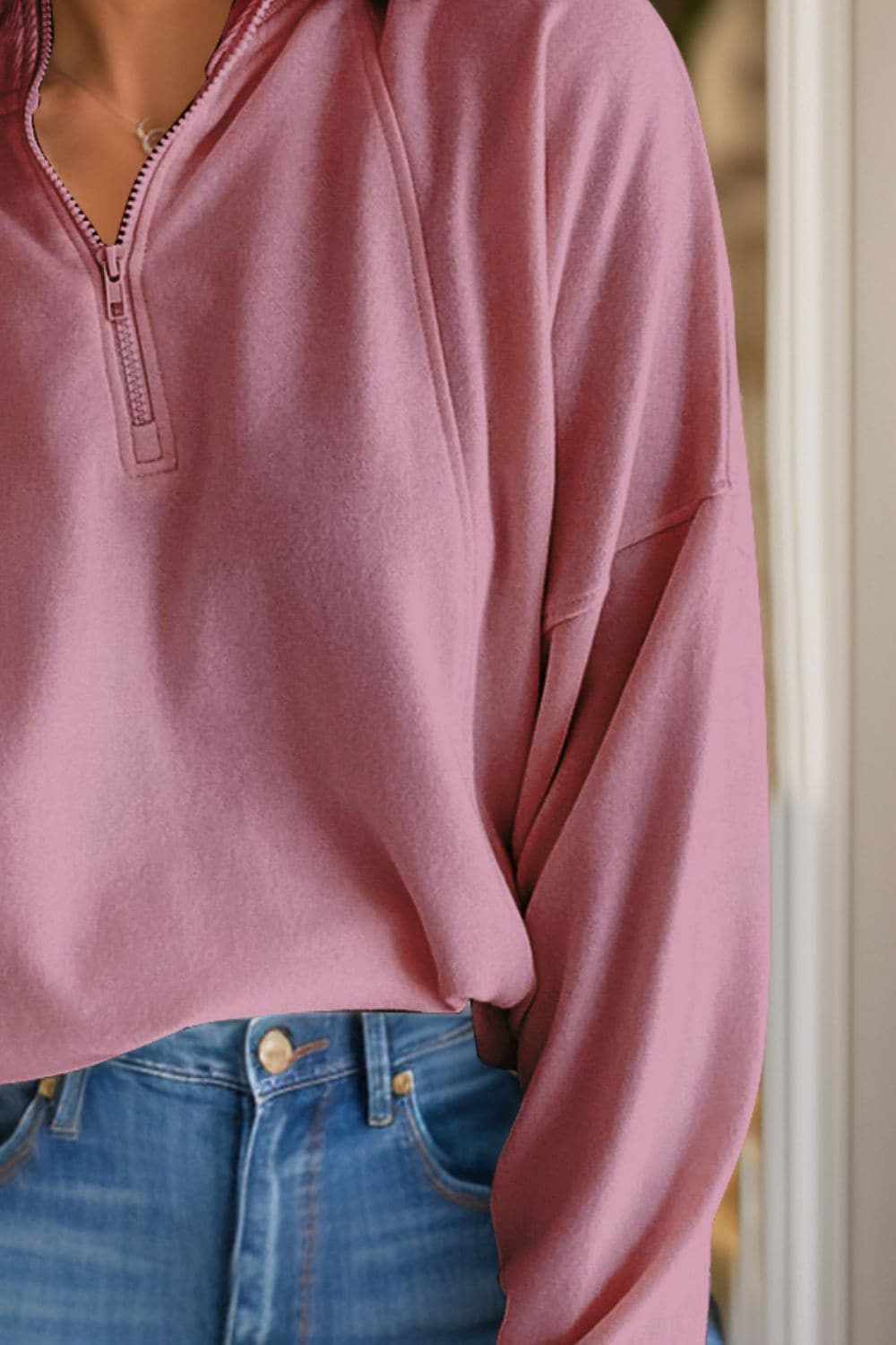 Cozy half-zip pullover sweatshirt - Love Salve